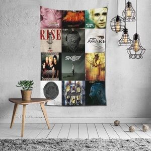 Skillet Band Tapestry 60"x40" Modern Black Music Wall Art Tapestry